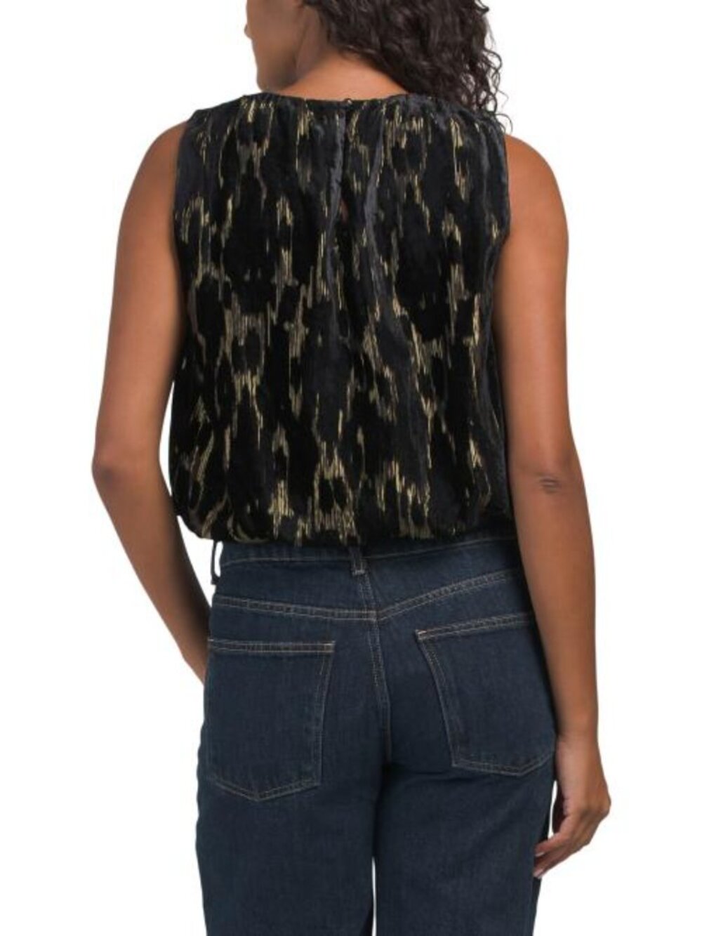 CIEBON Agnese Metallic Burnout Bubble Hem Top - Picture 2 of 3